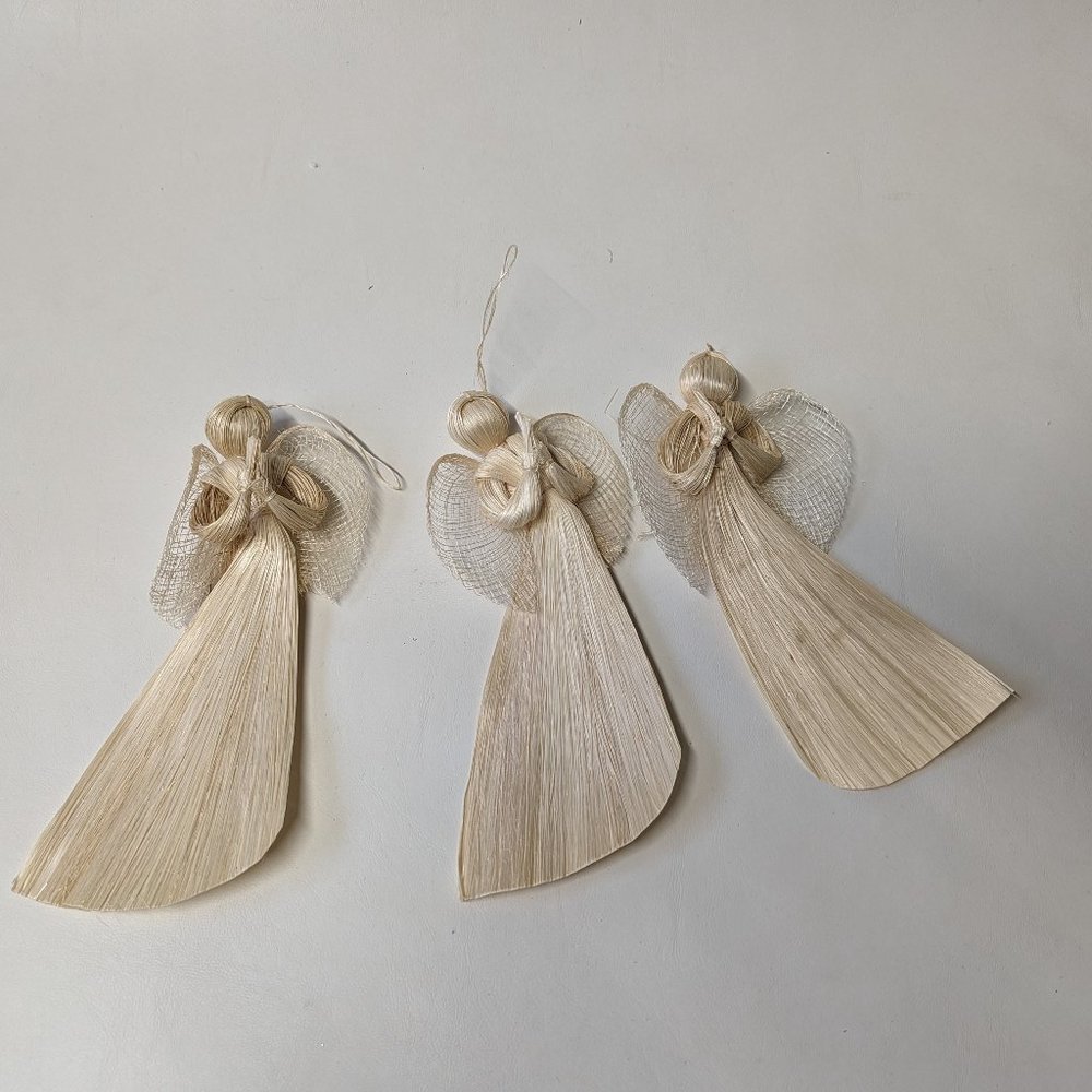 Lot of 3 Cornhusk Christmas Angels New